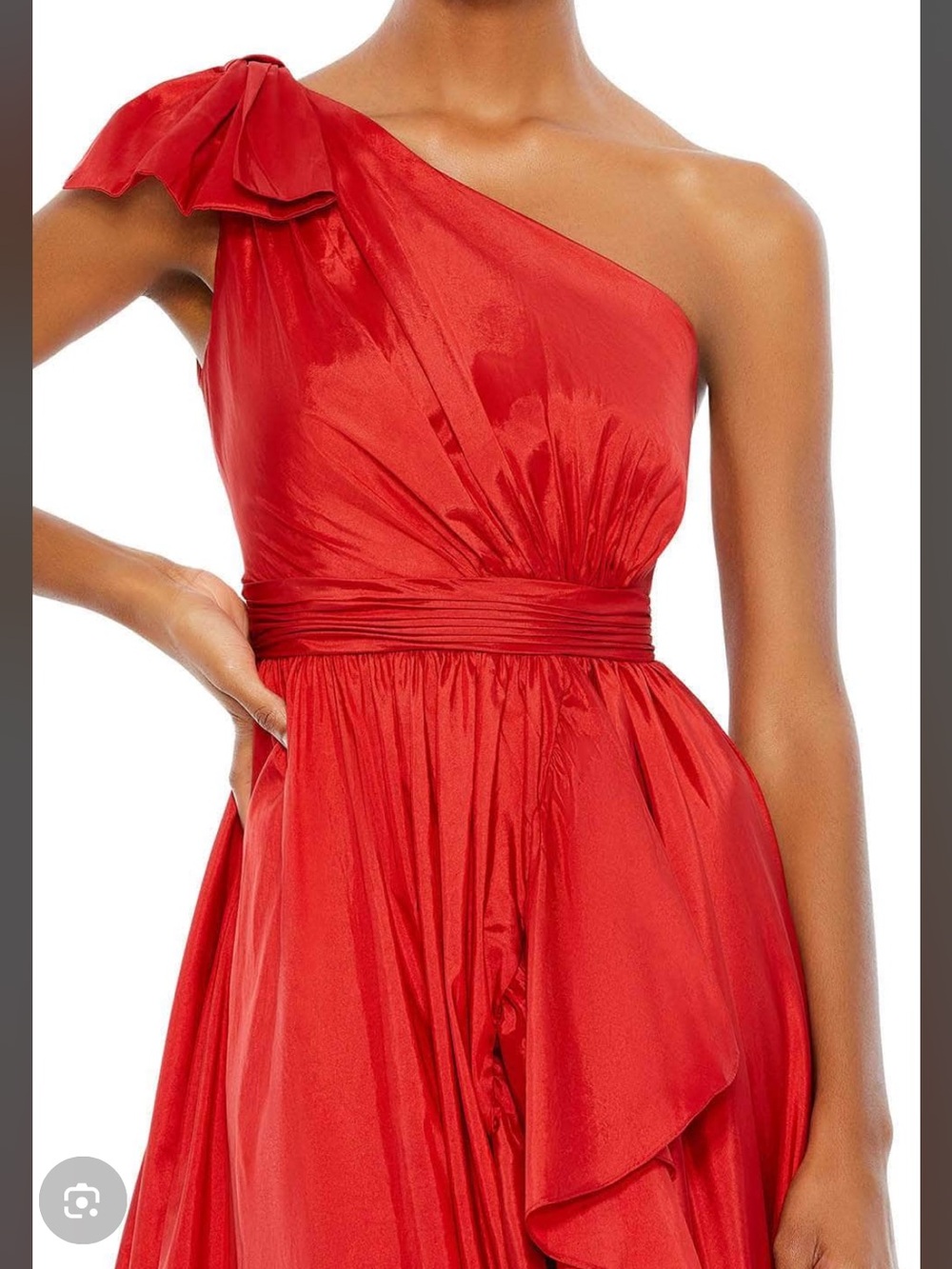 Mac Duggal Scarlet One-Shoulder Satin Gown